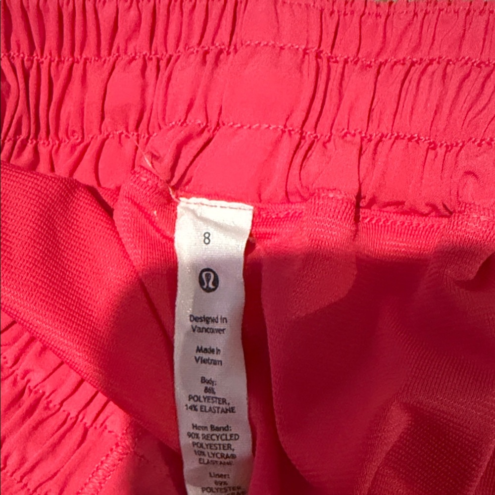 lululemon athletica Lipgloss Pink LR Hotty Hot 4” Shorts - Picture 2 of 4